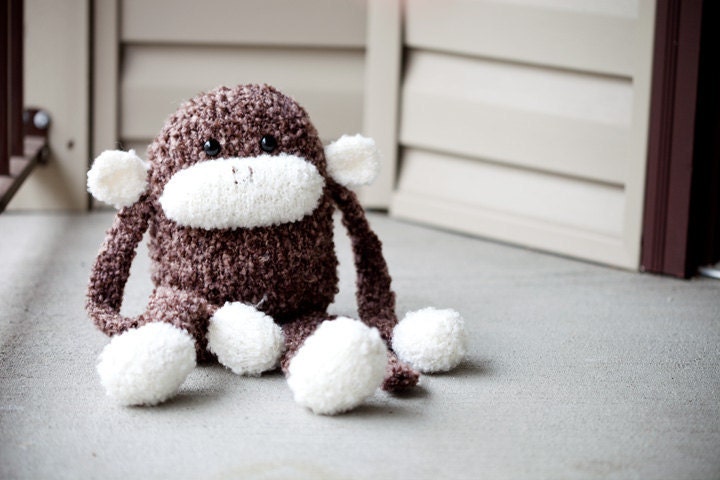 Knit Monkey Stuffed Animal Toy: Jerry the Fluffy Amigurumi Monkey