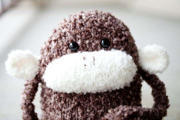 Knit Monkey Stuffed Animal Toy: Jerry the Fluffy Amigurumi Monkey
