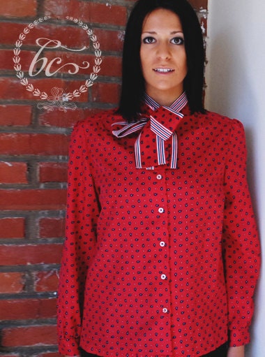 Pink & Navy Paisley Blouse