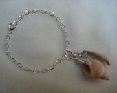 Beach Bracelet - Wire Wrapped Sea Shell, Driftwood and Faceted Ametrine on Sterling Silver Figure 8 Chain - Modern Jewelry by Jyoti McCall