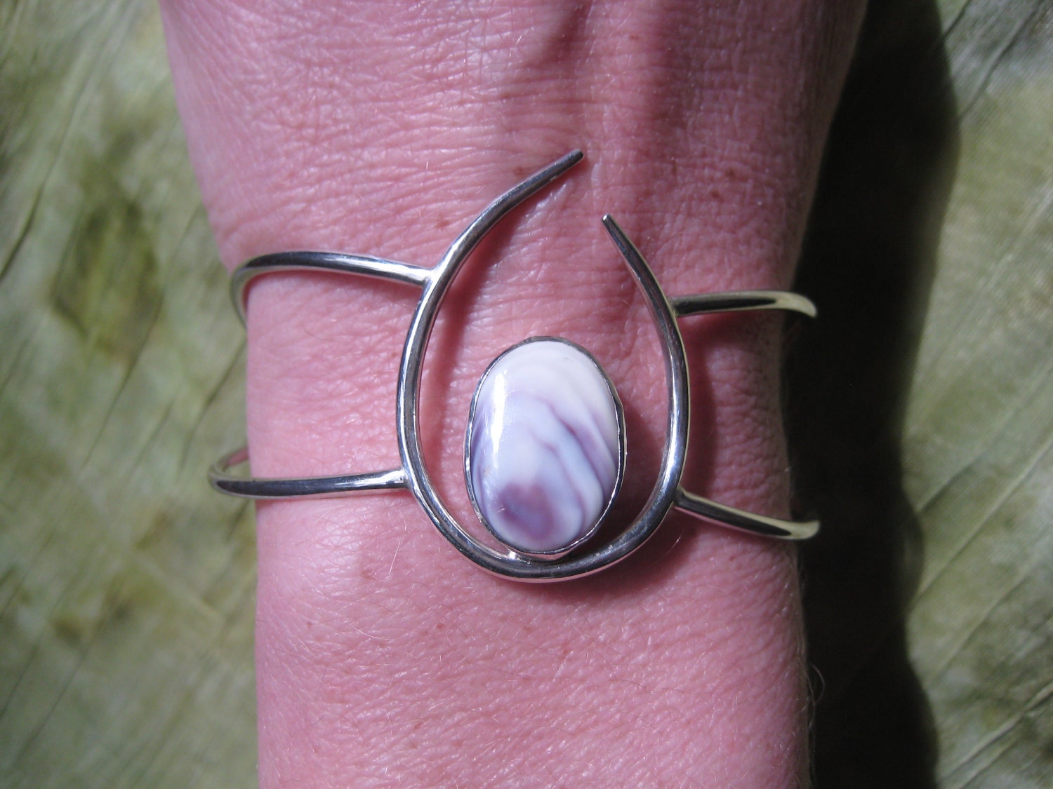 Cuff Bracelet - One Of A Kind - Sterling Silver and Shell - Modern Jewelry by Jyoti McCall