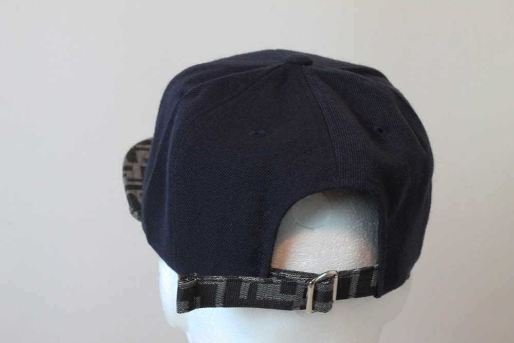 Custom New York Yankees Strapback -- Silver Fendi Fabric