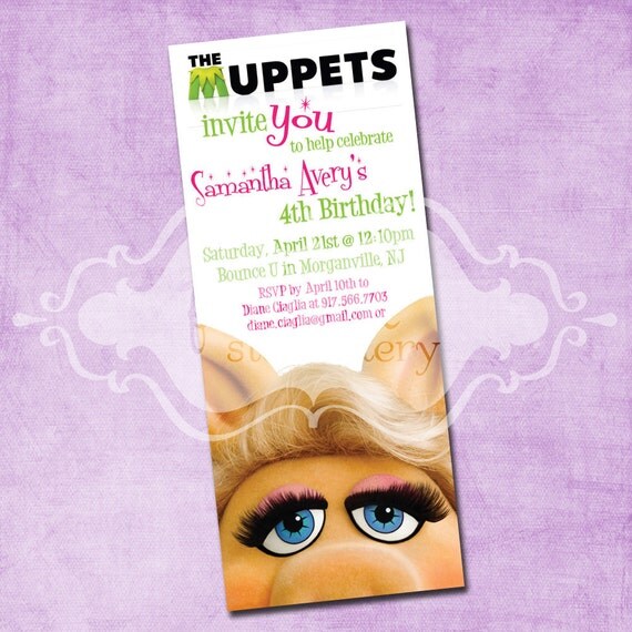 Miss Piggy Birthday Invitation by FreshInkStationery on Etsy