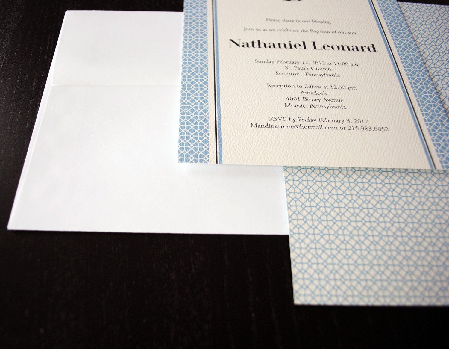 Monogram Baptism Invitations - Set of 25