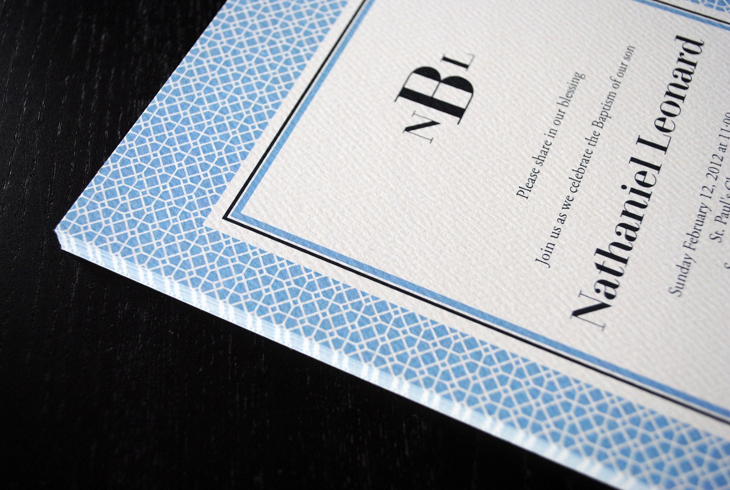 Monogram Baptism Invitations - Set of 25