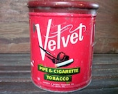 Vintage Velvet Tobacco Tin Can With Lid