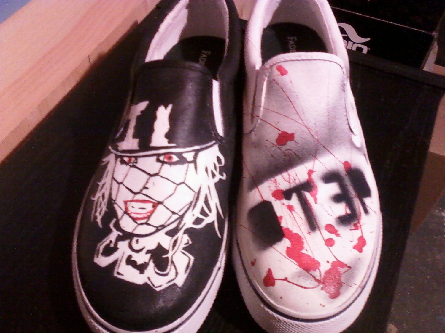 OTEP Custom Painted Canvas Shoes - Made to Order - Fully Customizable - Red White Black