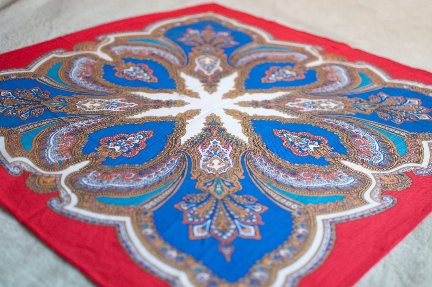 FREE SHIPPING-Regal red vintage wool scarf