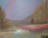 8x10 framed original landscape painting HIDDEN POND
