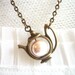 Antique Teapot with Pearl, Bridal Jewelry, Alice's teapot Pearl Necklace Brass Charm Whimsical Jewelry Alice In Wonderland.