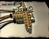 Paracord key fob with fang skull and hex nut