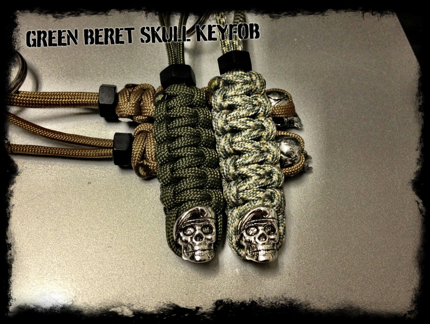 Paracord keyfob with Green Beret skull bead