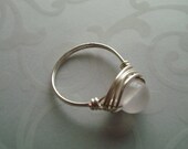 Rose Quartz Ring - Wire Wrapped Reiki Charged Jewelry - Love, Fertility - Mothers Day Gift- Heart Chakra - Sterling Upgrade Available