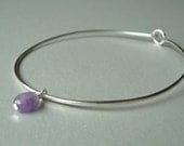 Amethyst and Sterling Silver Plated Bangle Bracelet - Hand Forged - Minimalist - Reiki Infused - Chakra Bracelet - Purple Jewelry