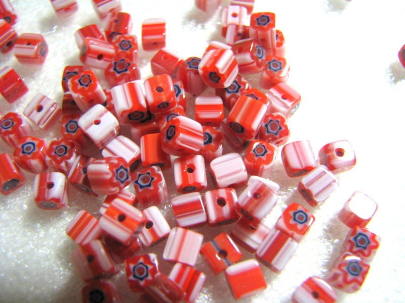 Glass, Chevron 4x4mm Cube bead destash