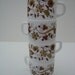 Retro Arcopal Milk Glass Cups 1970s Brown and White Floral