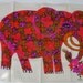 Retro 60s Fabulous Elephant Linen Tea Towel Belinda Lyon Orange Brown Pink