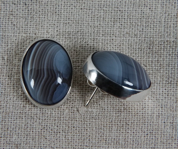 Sterling Silver Post Earrings with Botswana Agate Gemstones, fall jewelry, fall gift ideas, gifts for her