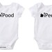 Ipood & Ipeed Cute Twins / Baby Funny Humor Onesie/Creeper/Bodysuit Size 3, 6, 12, 18, 24 Months Color White