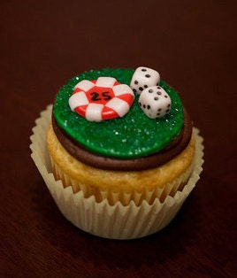 Poker chip cupcake toppers