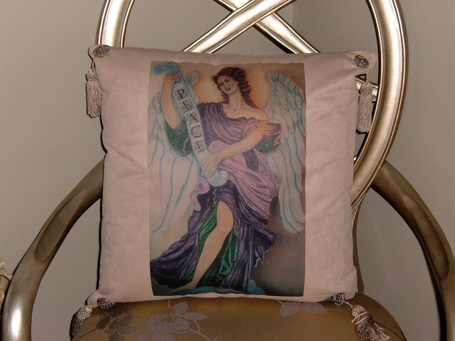 Decorative Pillow Original Art Angel of Peace - Save 30