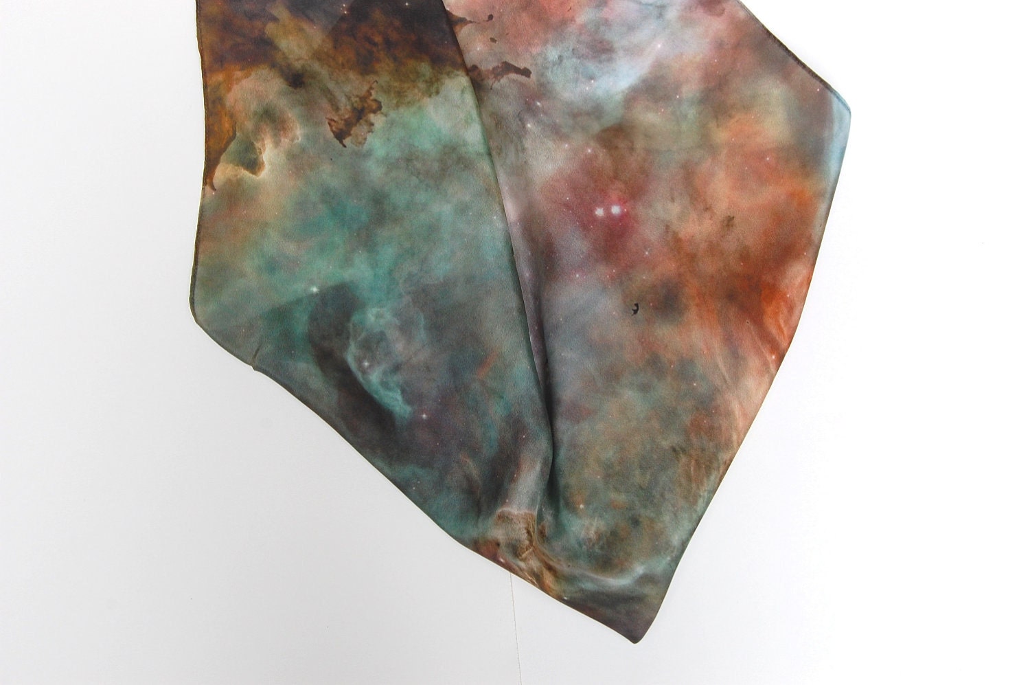 SALE 20% Off Galaxy Nebula Print Silk Cosmic Square Scarf "Carina Nebula"