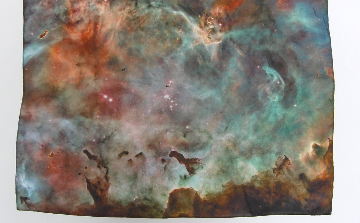 SALE 20% Off Galaxy Nebula Print Silk Cosmic Square Scarf "Carina Nebula"