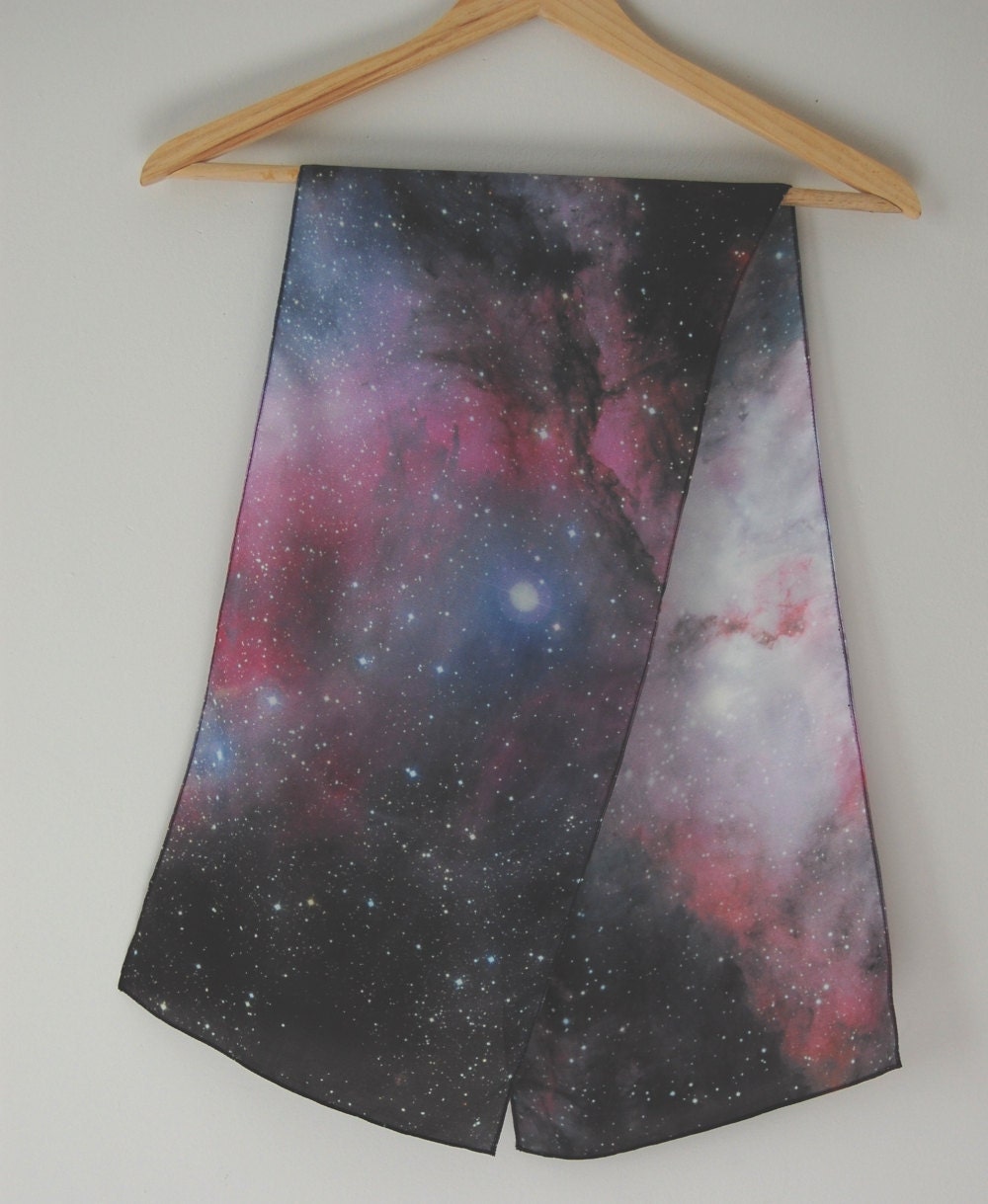 Nebula Galaxy Print Rectangular Long Silk Scarf  "Eta Carinae"