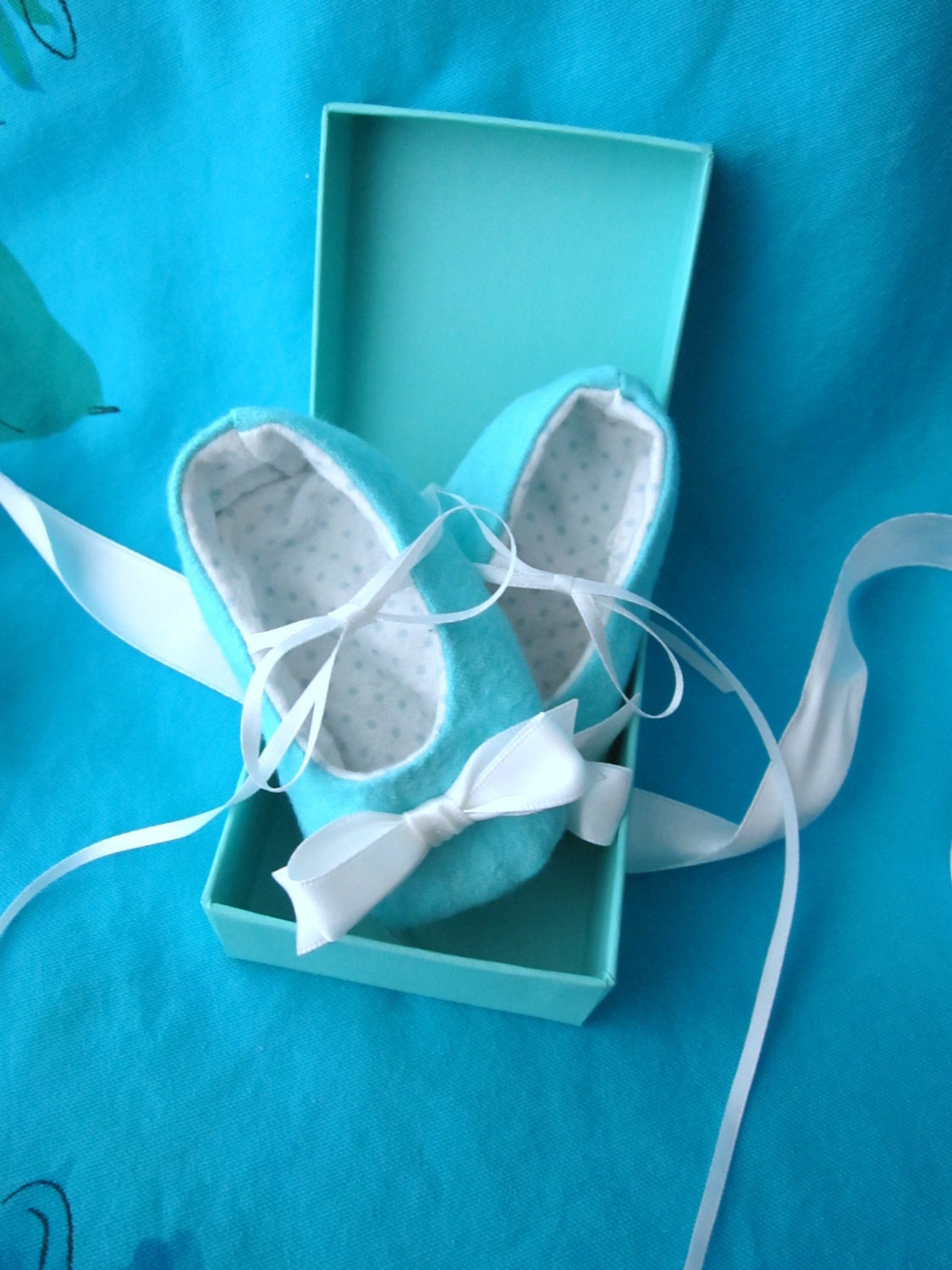 Tiffany Blue Baby Booties- Custom Tiffany Blue Inspired Baby Booties, newborn-12 months