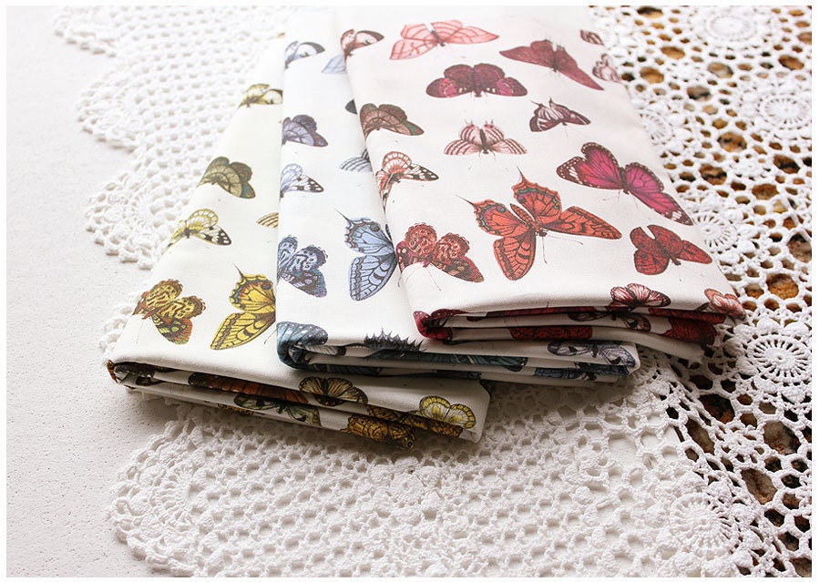 Three Fat Quarters SAMPLES Flutter Butterfly Print