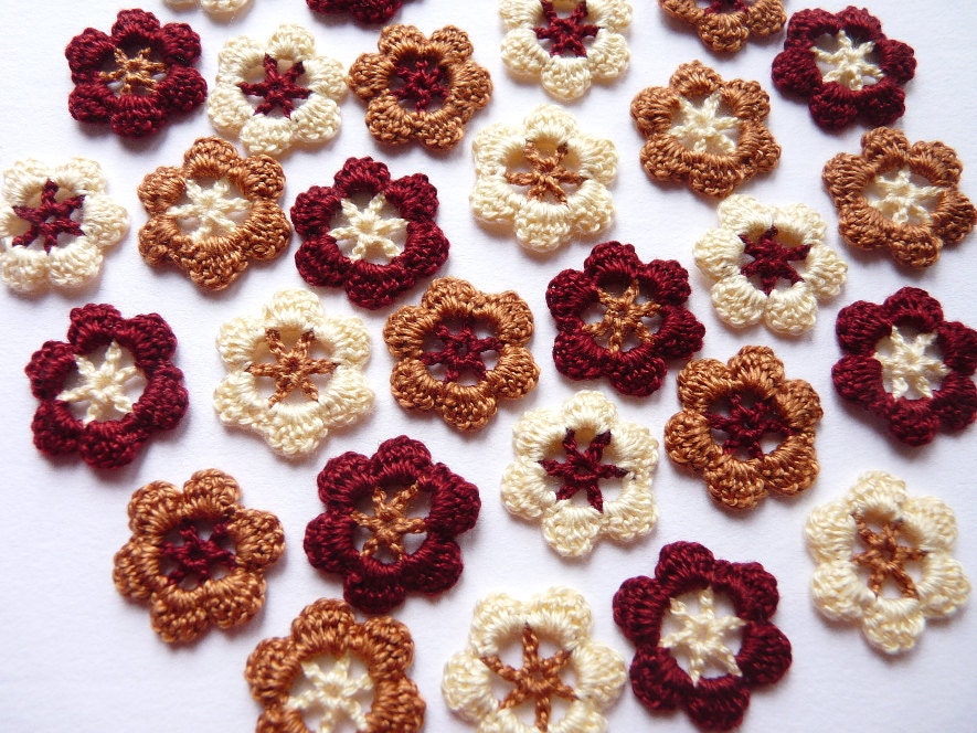 Small handmade assorted crochet flowers