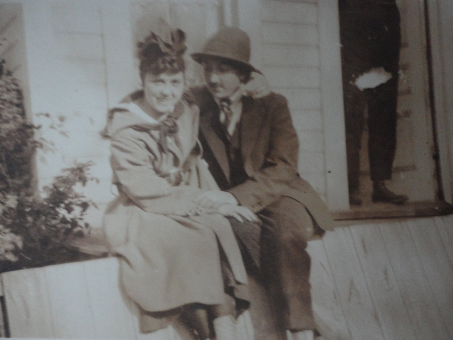 Antique 1910 Photo // Photo in Black and White // Two Women in Love One dressed up in Men's Clothing
