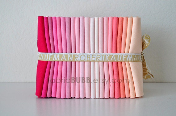 Pretty in Pink Colorstory Kona Cotton Solids Fat Quarter Bundle by Robert Kaufman, Fat Quarters, Fabric