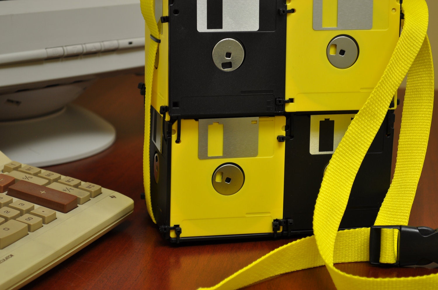Geeky Floppy Disk Bag - Bumble Bee, Lunch Box, Purse, Card Bag, Yellow, Black, for Nerdy Nerds