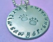 Personalized Animal Lovers Necklace - Hand Stamped Jewelry - perfect for dog or cat owners For Furry Friends: 1" Circle(Large)