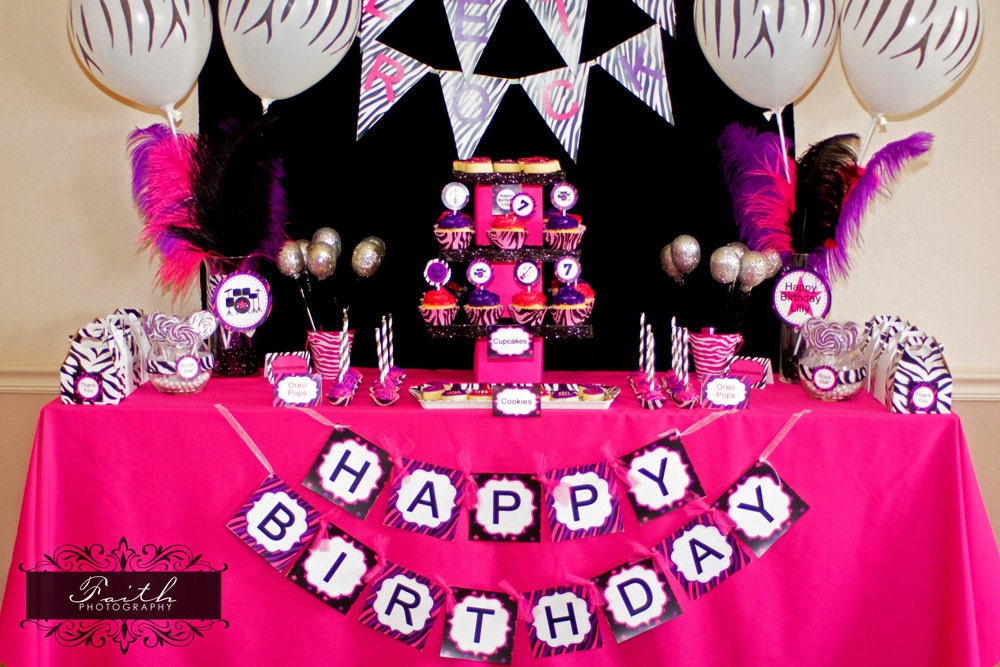ROCK STAR Birthday Party - Dance Party - Rockstar Party - PRINTABLE Personalized Party Package - With Photo Invitaiton Il_570xn