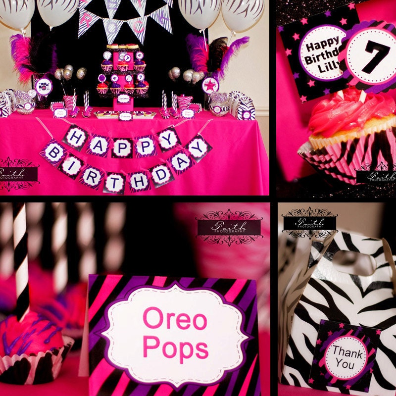 ROCK STAR Party - Rockstar Party - Zebra Party - PRINTABLE Personalized Party Package - Dance Party Il_570xn