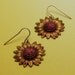 Hand Painted Harvest Sunflower Disc Earrings Gold Filled Brass Earwires
