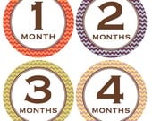 Monthly Onesie Stickers for Baby Girls in 12 Colorful Chevron Patterns...New Favorite Baby Shower Gift for New Moms