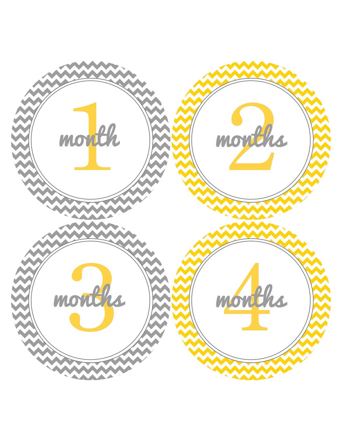 Yellow and Grey Gray Chevron Monthly Onesie Stickers for New Mom..Modern Baby Girl or Baby Boy...Favorite Baby Shower Gift...Month Stickers