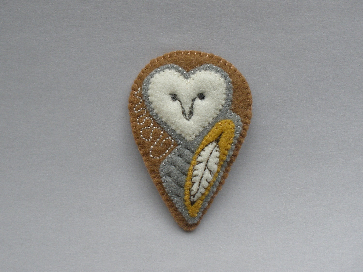 Brooch Felt Owl - Tawny/embroidered/original
