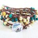 Crocheted Beaded Wrap Bracelet Crochet Howlite Green Chip Beads Boho Bohemian Chic Jewelry