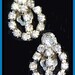 Vintage Sparkly Rhinestone Teardrop Silver Metal Clip On Earrings 1 1/4" EX