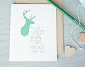 taxidermy deer love card // blank notecard