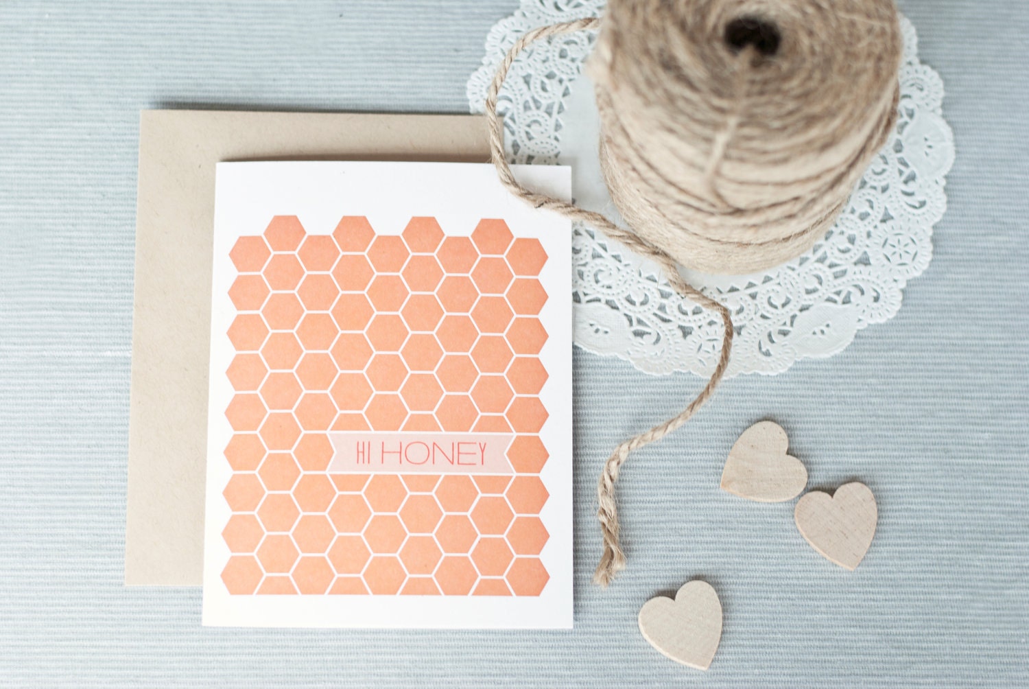 hi honey card // blank notecard