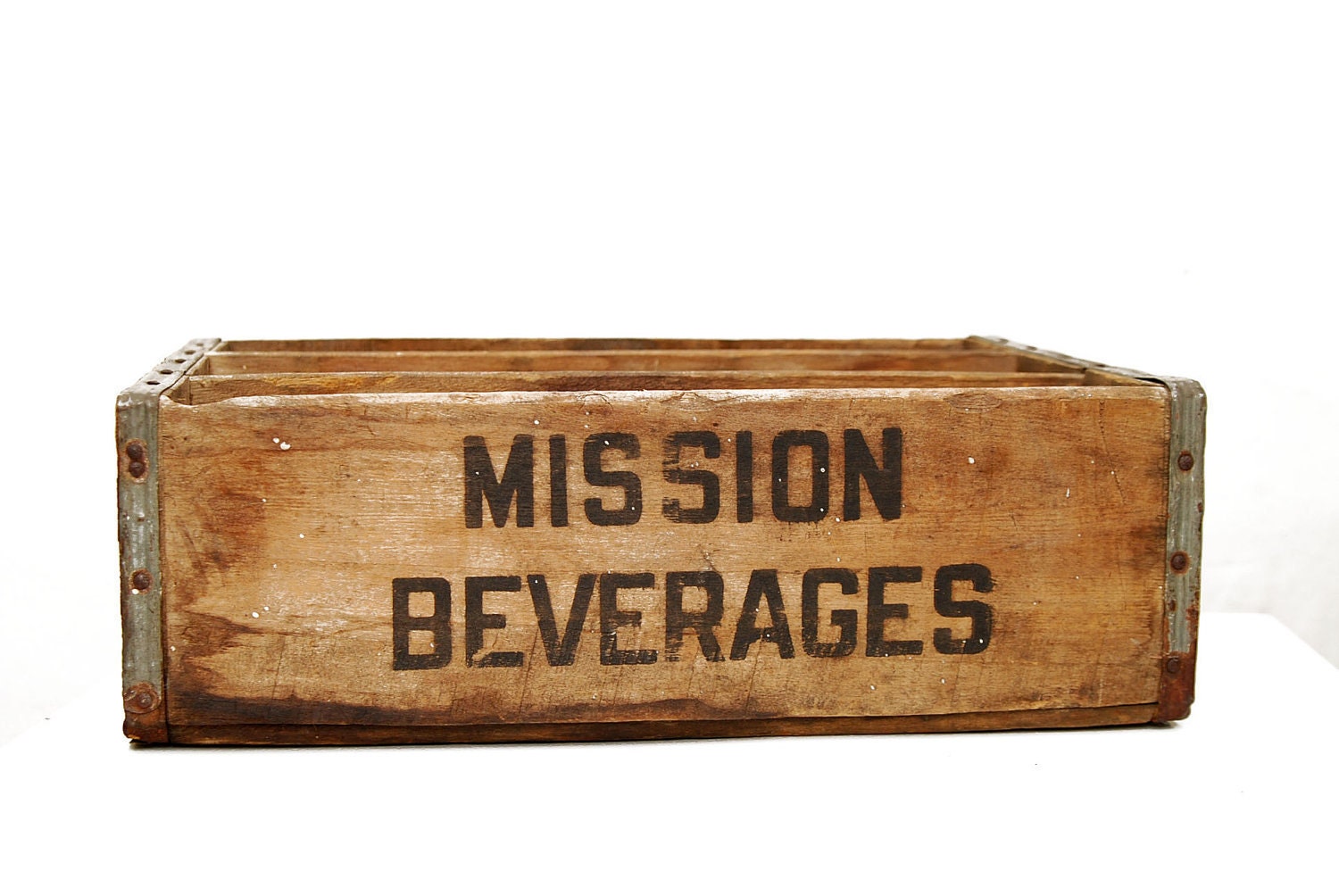 Rare Mission Beverages Soda Crate with Inserts, by Treen Box Co, 1957
