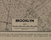 Vintage Map Brooklyn, New York Original 1945