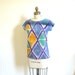 Hand painted SILK shirt. IKAT DIAMOND one of kind, sample - ready to ship.