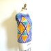 Hand painted SILK shirt. IKAT DIAMOND one of kind, sample - ready to ship.