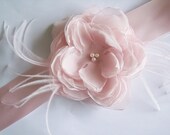 Bridal Sash - Bridal Flower Sash - Blush Bridal Sash - Blush Flower Sash - Bridal Belt